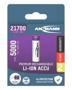 Li-Ion battery 21700 5000 mAh with USB type C charging socket