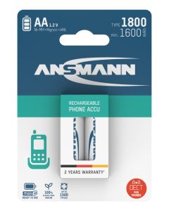 Dect NiMH Rechargeable battery AA / HR6 type 1800 (min. 1600 mAh) maxE 2 pcs.